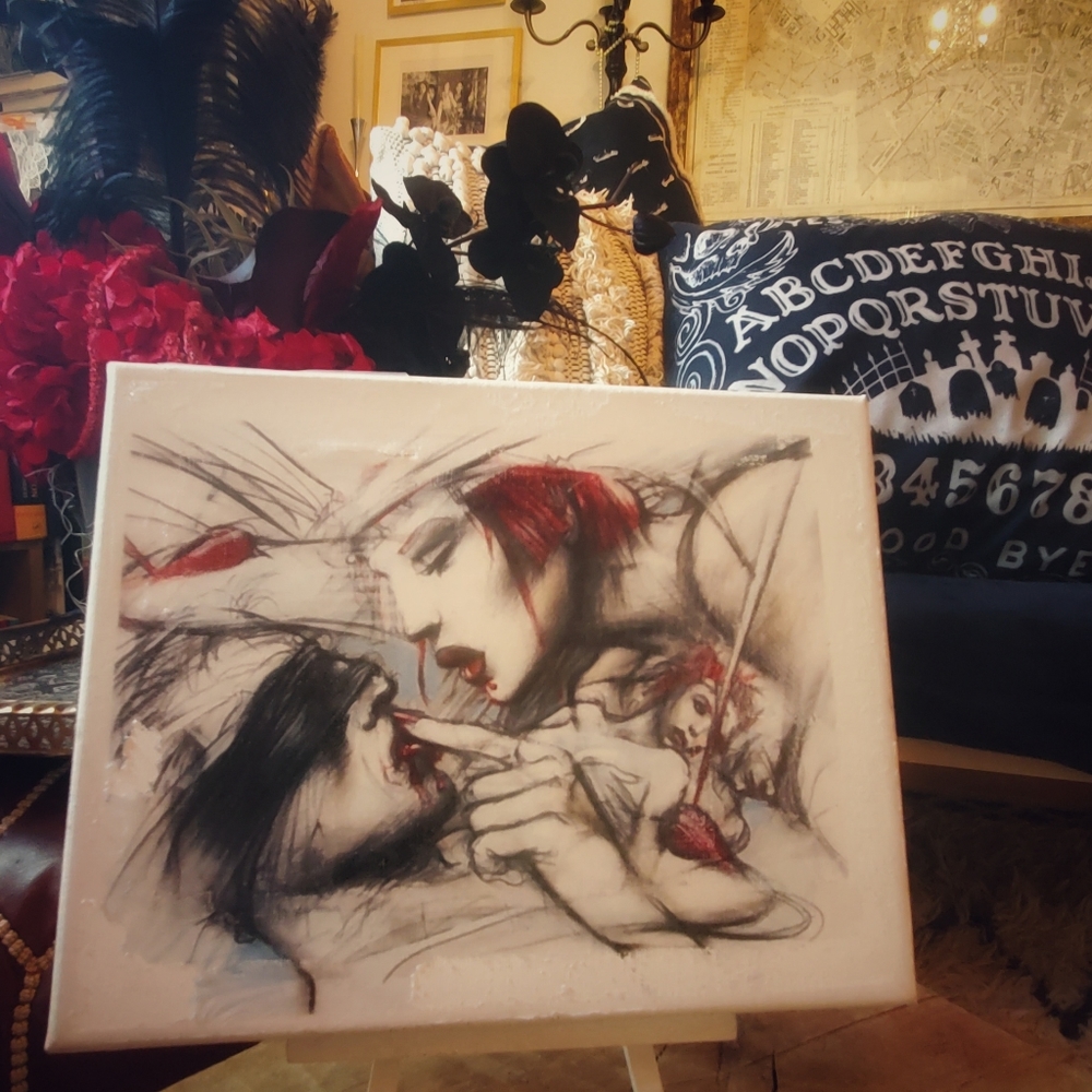 custom gothic art 8x10 inches printed canvas with easel